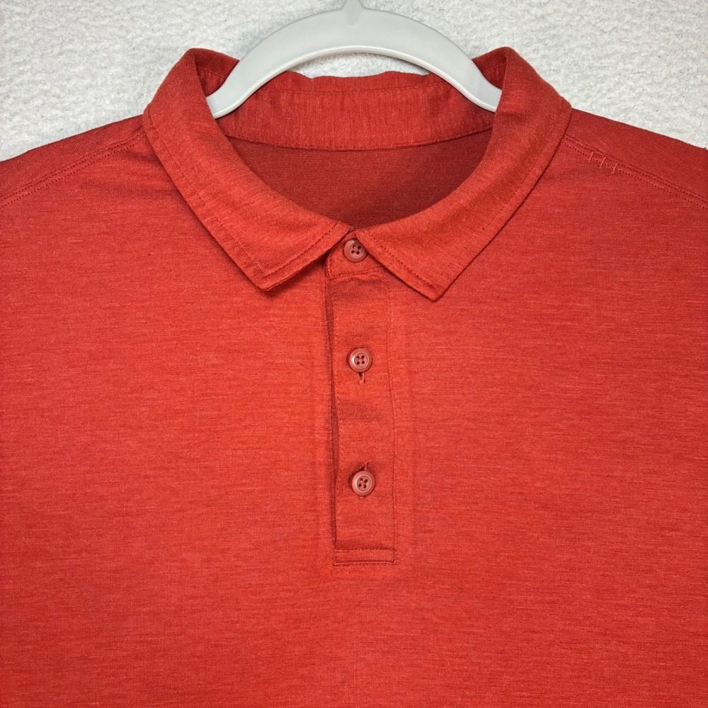 Lululemon Evolution Polo Shirt Men L Red Short Sleeve Athletic Golf Stretch